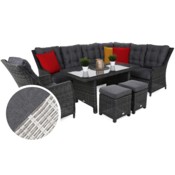 Narożny zestaw mebli ogrodowych prawy Alicante Light Grey / Grey Melange z pufami