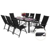 Meble ogrodowe aluminiowe Ibiza 185 cm Black / Black 8+1 + Pokrowiec na meble ogrodowe 150 x 250 x 60 cm czarny