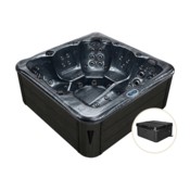 Wanna ogrodowa z hydromasażem Aquess Zenya 7102 6-osobowa Dark Stone / Grey + Podnośnik pokrywy Aquess PRO do wanny ogrodowej