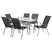 Meble ogrodowe metalowe Sevilla 150 cm Silver / Black 6+1 II. gatunek