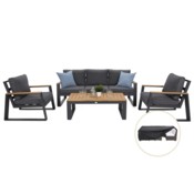 Meble ogrodowe aluminiowe Rimini Dark Grey / Grey Melange + Pokrowiec na meble ogrodowe 280 x 230 x 80 cm czarny