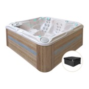 Wanna ogrodowa z hydromasażem Aquess Delight 5202 5-osobowa + Podnośnik pokrywy Aquess PRO do wanny ogrodowej