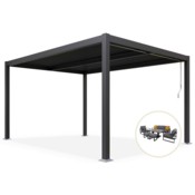 Pergola ogrodowa aluminiowa Bermeo 400 x 300 cm + Meble ogrodowe aluminiowe Sorrento Grey / Grey Melange
