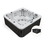 Wanna ogrodowa z hydromasażem Aquess Zenya 7102 6-osobowa + Podnośnik pokrywy Aquess PRO do wanny ogrodowej