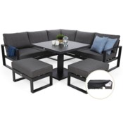 Narożne meble ogrodowe aluminiowe Sorrento Grey / Grey Melange + Pokrowiec na meble ogrodowe 280 x 230 x 80 cm czarny
