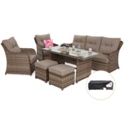 Meble ogrodowe technorattanowe Bergamo Ginger / Brown Melange + Pokrowiec na meble ogrodowe 280 x 230 x 80 cm czarny