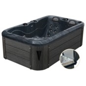 Wanna ogrodowa z hydromasażem Aquess Zenya 1201 3-osobowa Dark Stone / Grey + Schodki Aquess do wanny ogrodowej