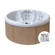Wanna ogrodowa z hydromasażem Aquess Recharge 3101 7-osobowa Sterling White / OAK + Zestaw do wanny Aqua Pure Water Care