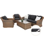 Meble ogrodowe technorattanowe Foggia Ginger Melange / Dark Grey + Pokrowiec na meble ogrodowe 180 x 300 x 70 cm czarny