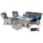 Meble ogrodowe technorattanowe Memfis White / Grey + Pokrowiec na meble ogrodowe 280 x 230 x 80 cm czarny