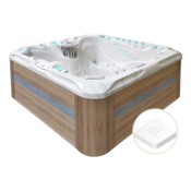 Wanna ogrodowa z hydromasażem Aquess Felicity 7202 5-osobowa Sterling White / OAK + Moduł zdalnego sterowania do wanny ogrodowej Aquess