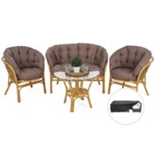 Meble ogrodowe rattanowe Bahama Honey / Cappuccino 3+1 + Pokrowiec na meble ogrodowe 150 x 200 x 70 cm czarny