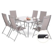 Meble ogrodowe metalowe Casablanca 150 cm Silver / Taupe 6+1 + Pokrowiec na meble ogrodowe 150 x 200 x 70 cm czarny
