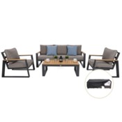 Meble ogrodowe aluminiowe Rimini Dark Grey / Beige Melange + Pokrowiec na meble ogrodowe 280 x 230 x 80 cm czarny