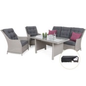Meble ogrodowe technorattanowe Alicante White / Grey + Pokrowiec na meble ogrodowe 280 x 230 x 80 cm czarny