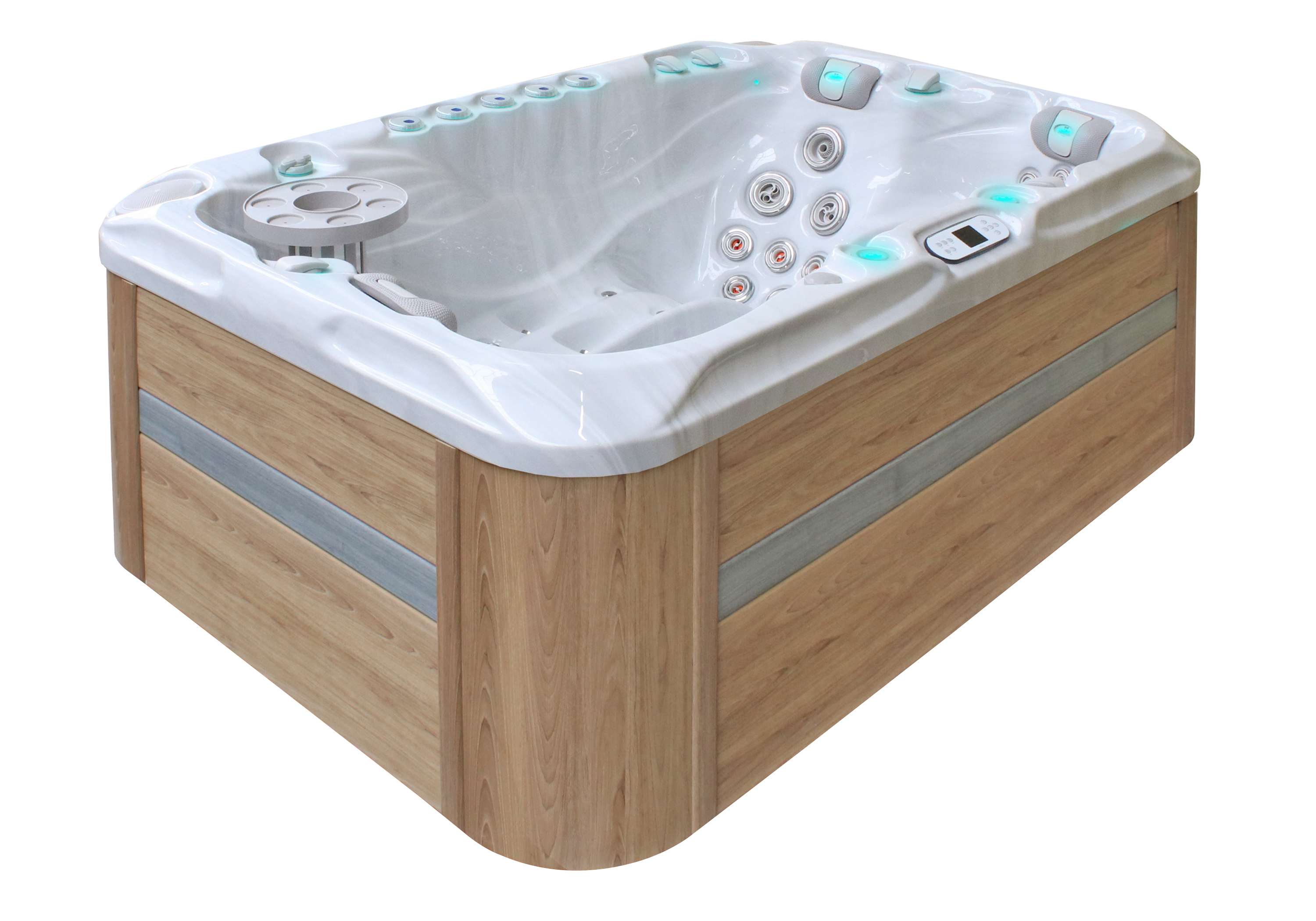 Wanna ogrodowa z hydromasażem Aquess Sensation 6102 3-osobowa Sterling White / OAK