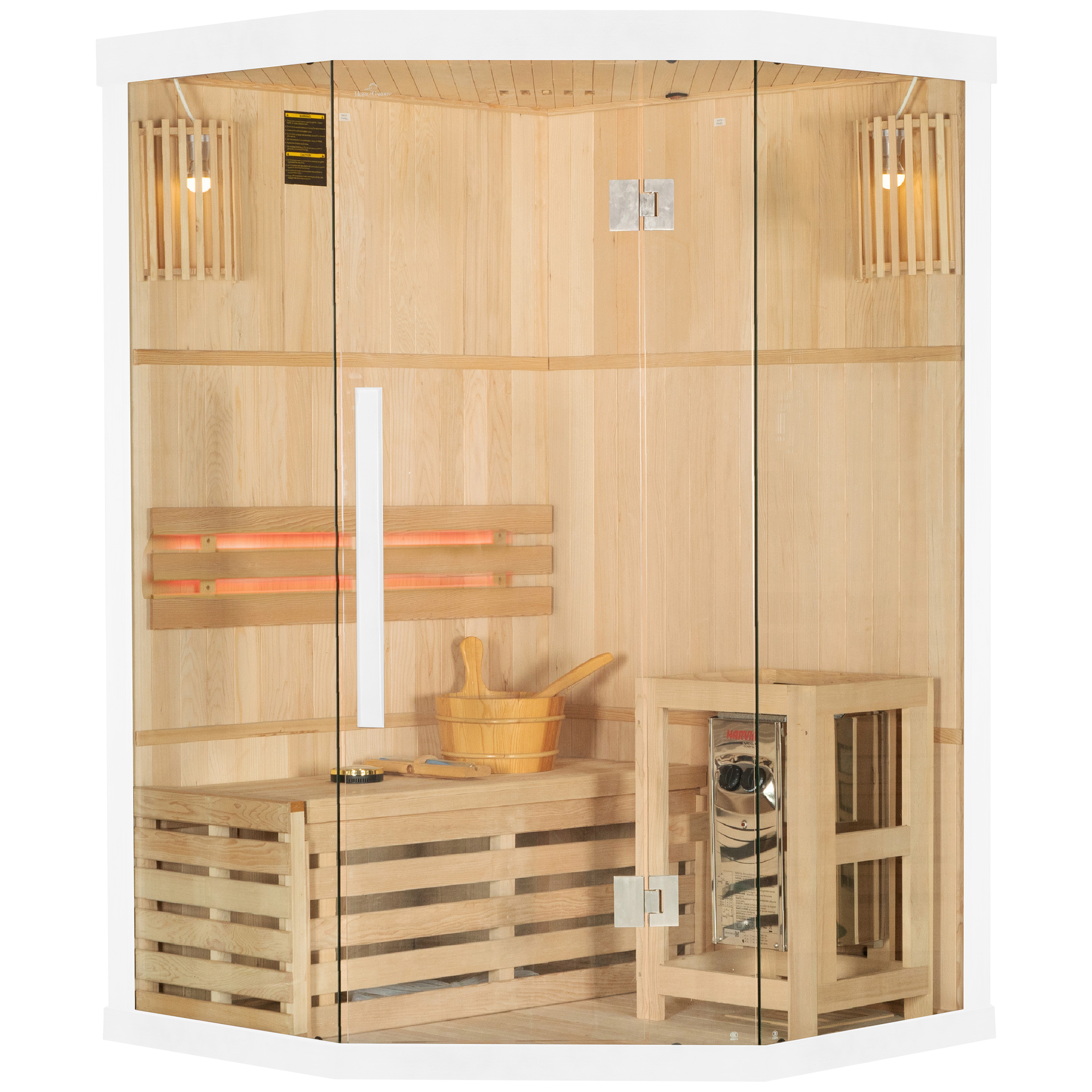 Sauna fińska narożna Nordum Solea 2-osobowa biała