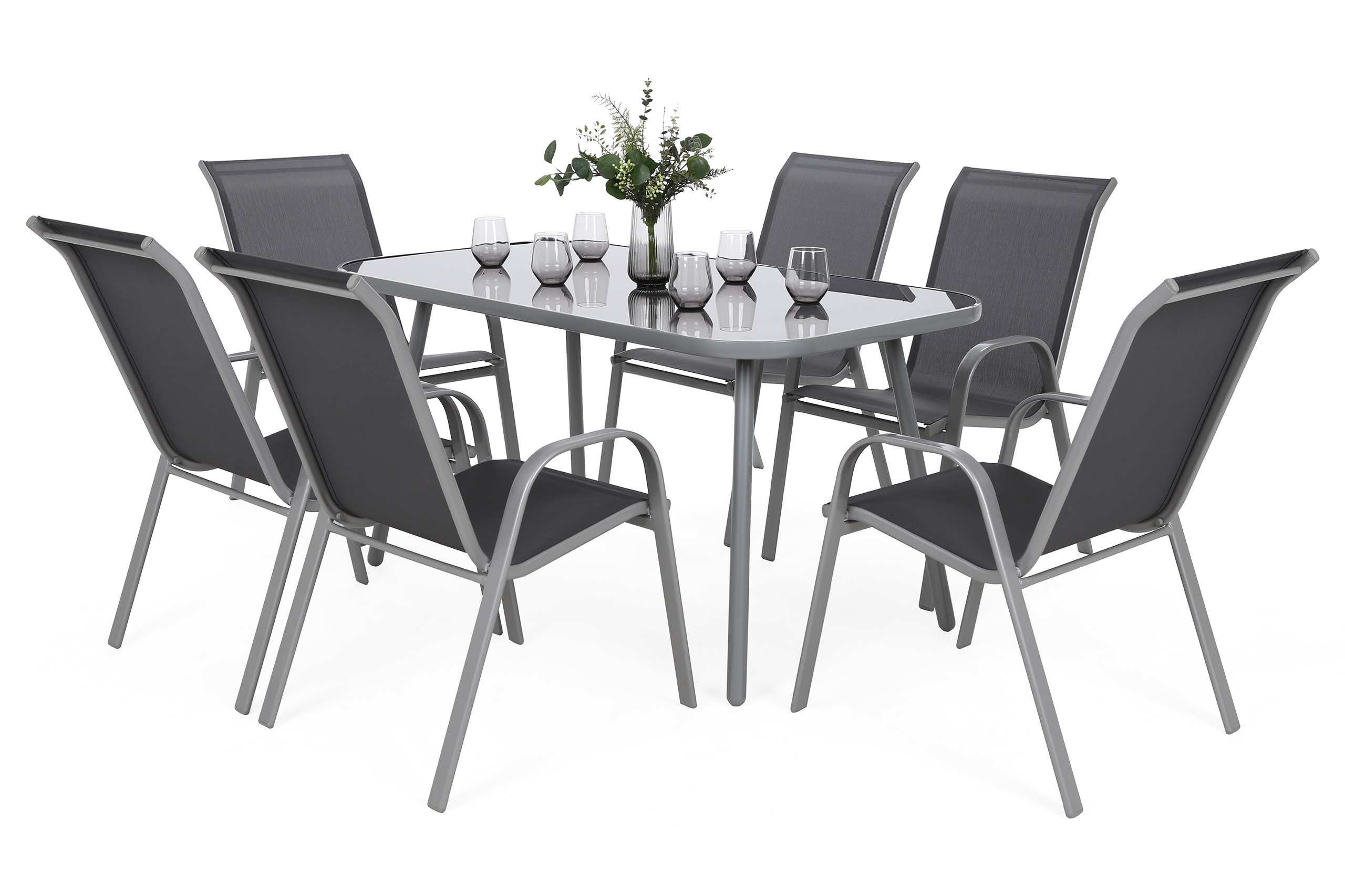 Meble ogrodowe Casablanca 145 cm Silver + Sevilla Silver / Grey 6+1