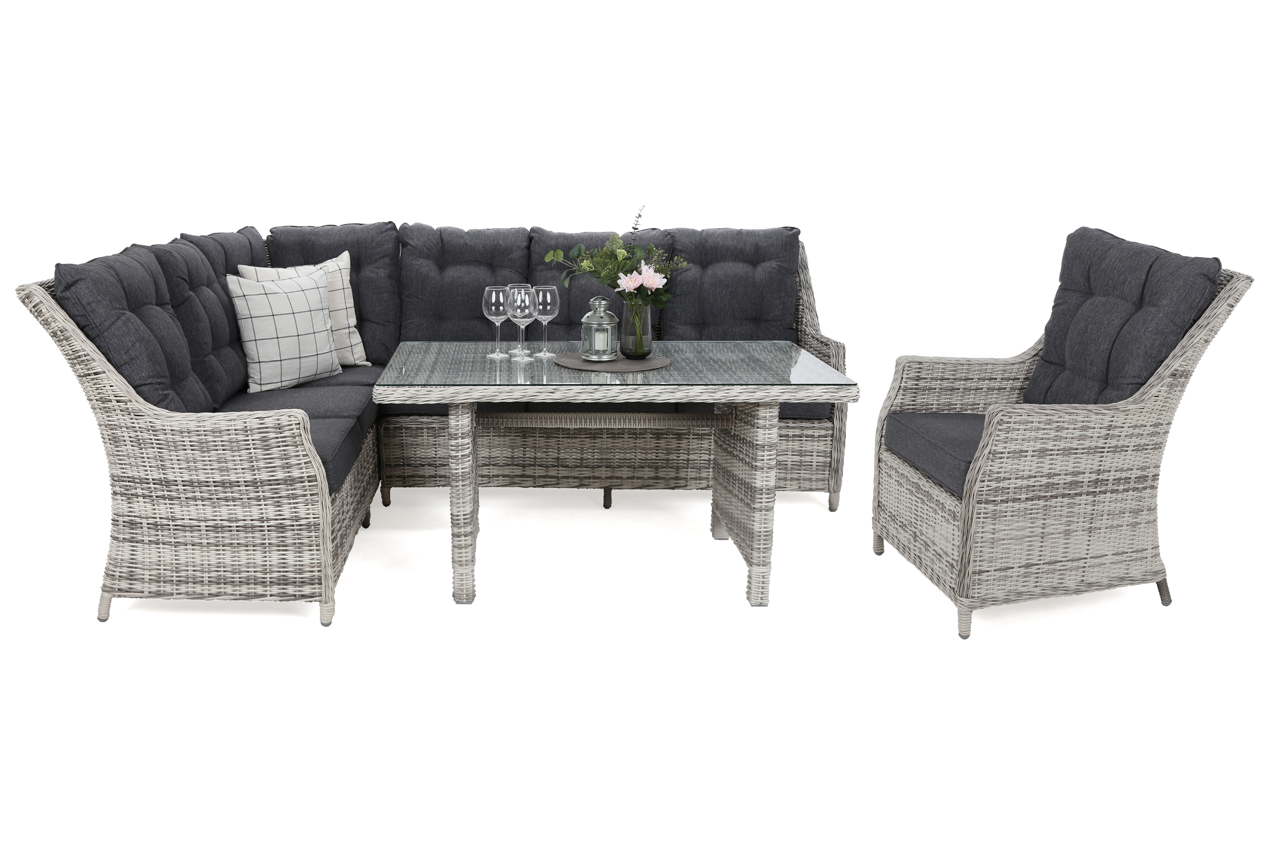 Narożny zestaw mebli ogrodowych lewy Alicante Light Grey / Grey Melange