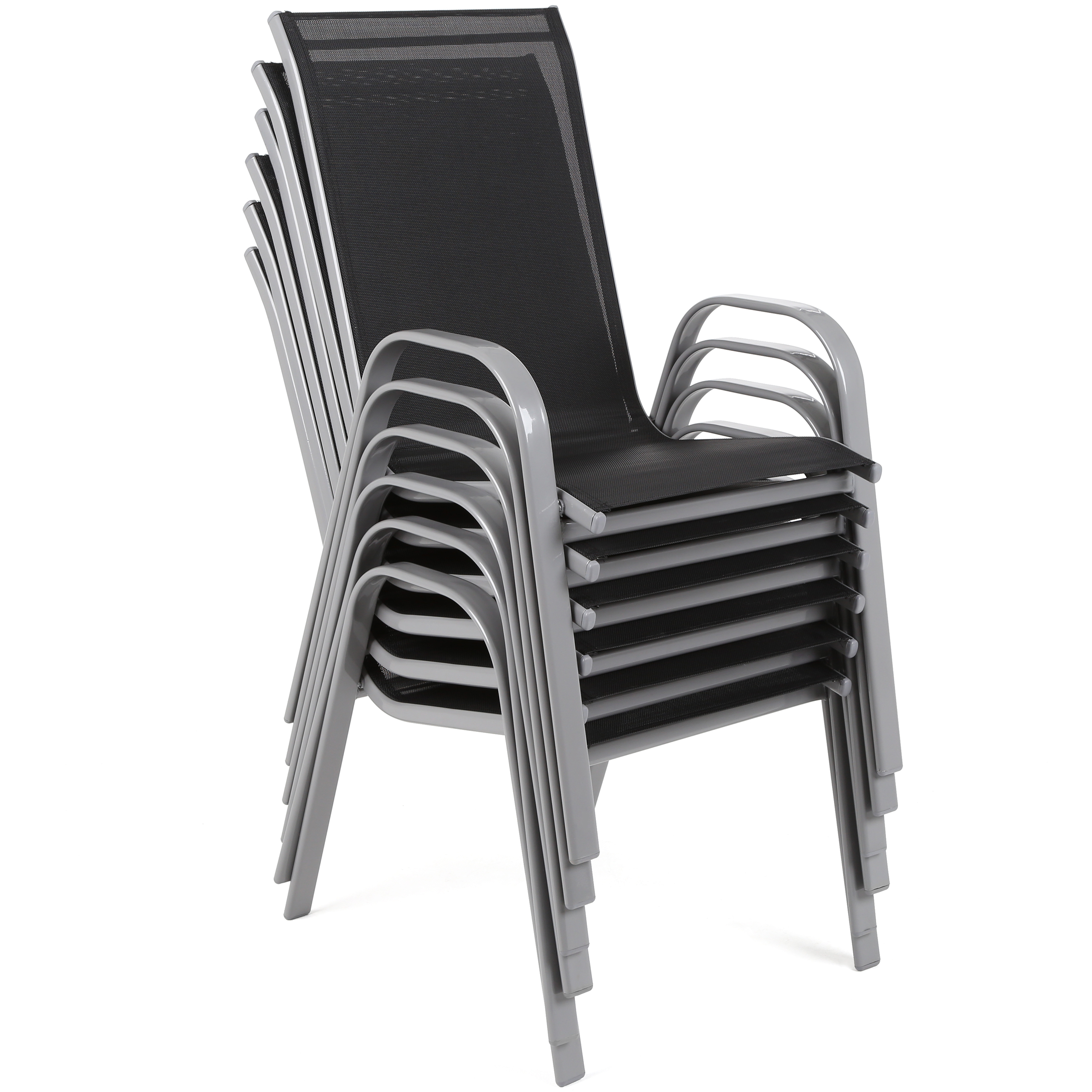 Zestaw 6 metalowych krzeseł ogrodowych Sevilla Grey / Black