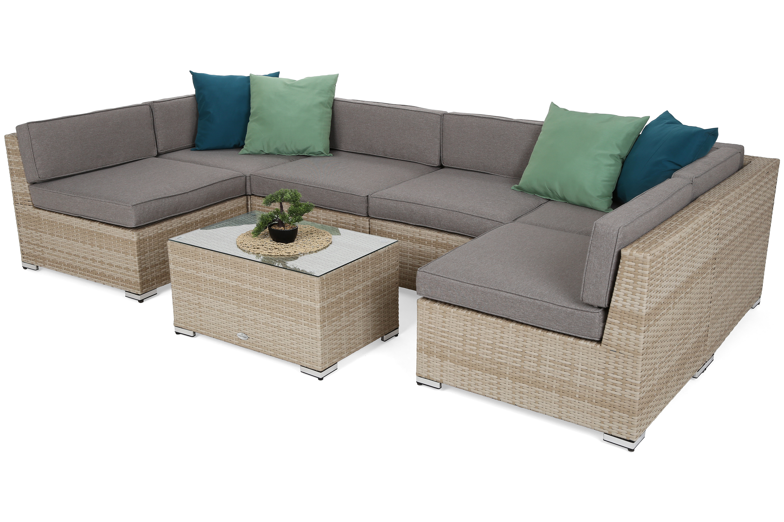 Narożnik modułowy z technorattanu Kansas Maxi Beige / Beige Melange