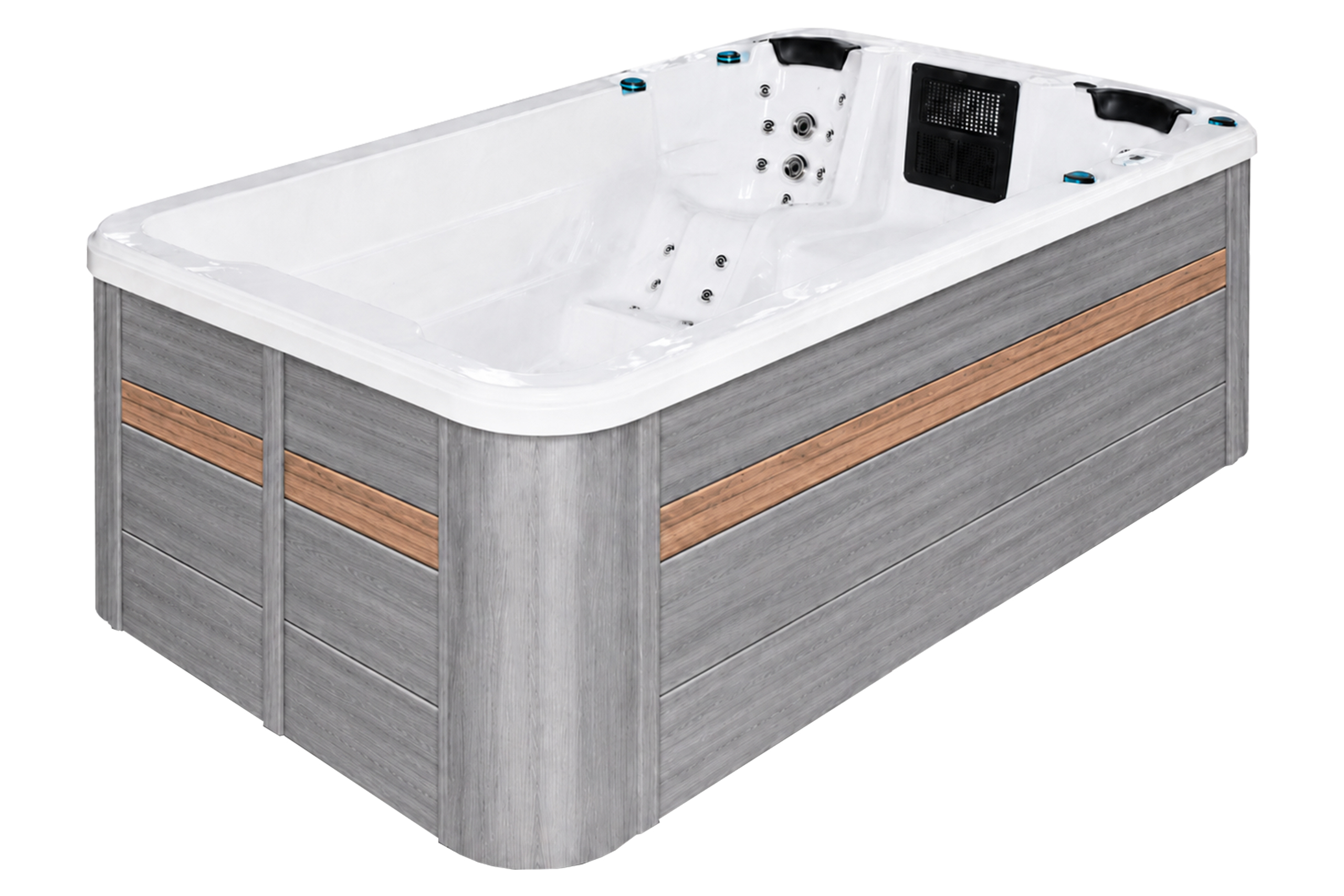 Basen ogrodowy z przeciwprądem i hydromasażem Aquess Aquatic 1 400 x 228 cm Sterling White / Grey
