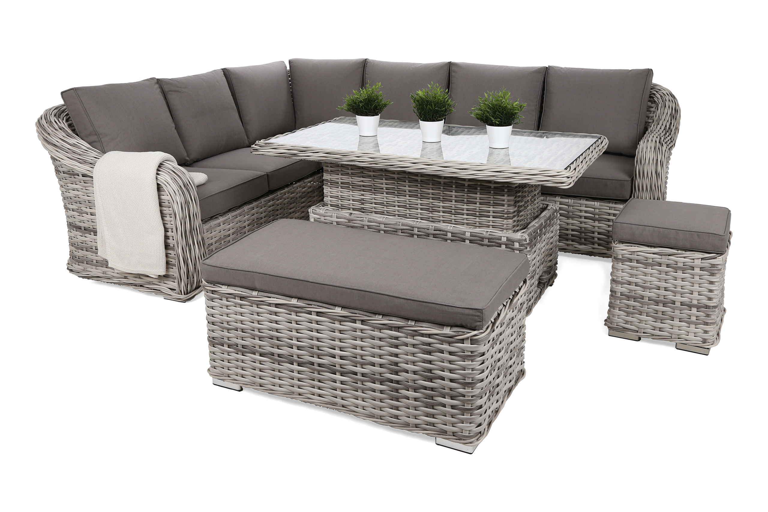Narożny zestaw mebli ogrodowych Foggia Plus Light Grey / Grey