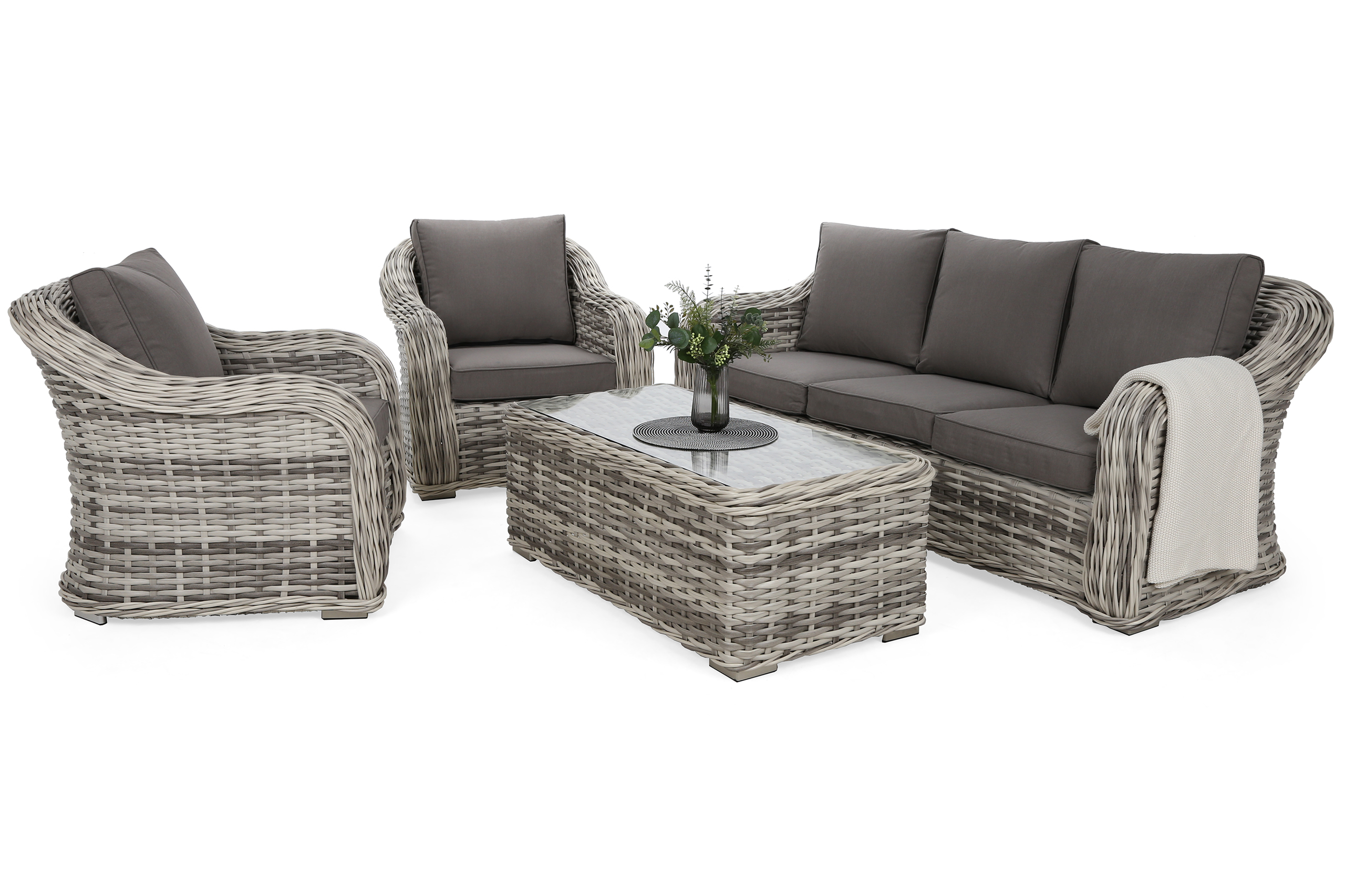 Meble ogrodowe technorattanowe Foggia Light Grey / Grey