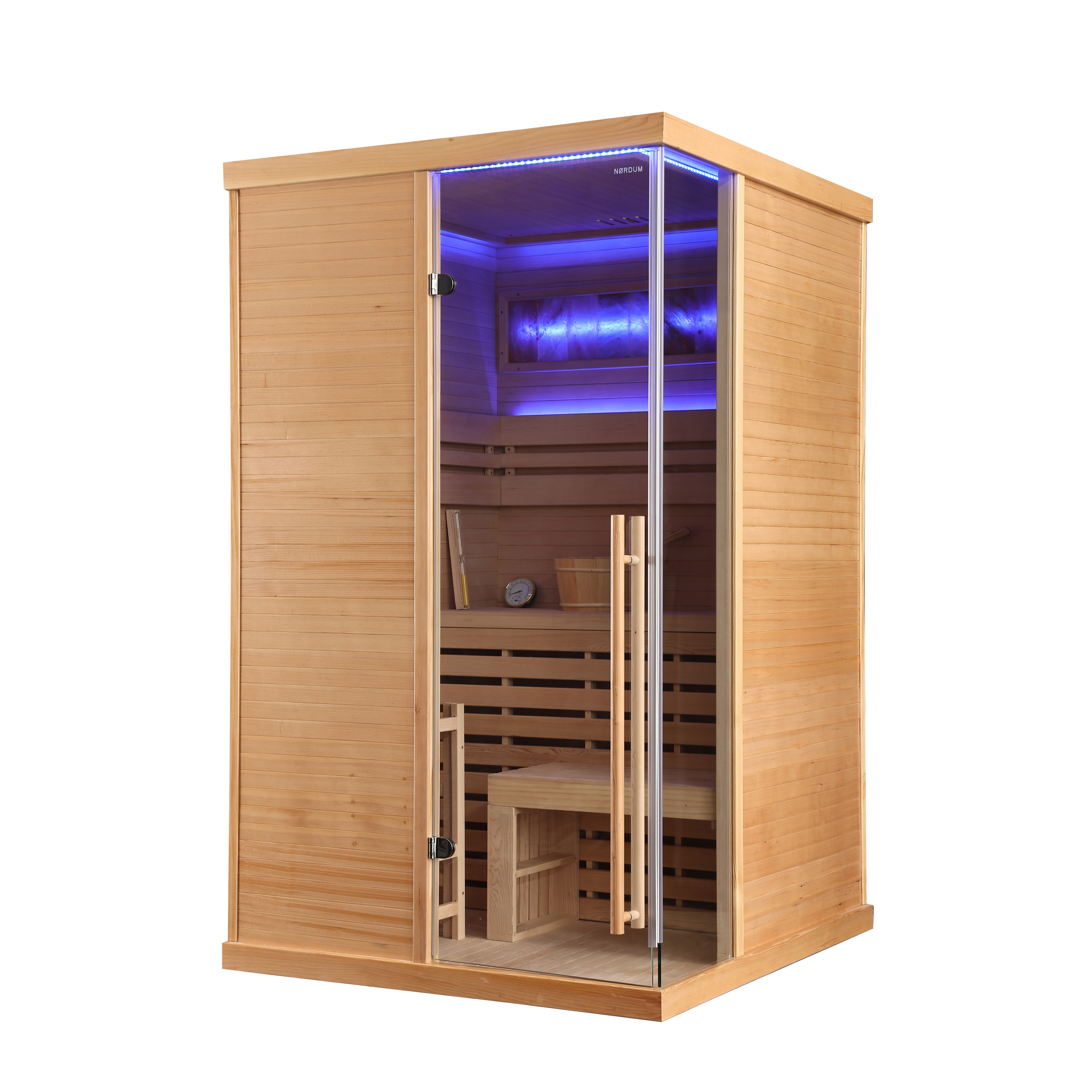 Sauna fińska narożna Nordum Pure One 2-osobowa naturalna