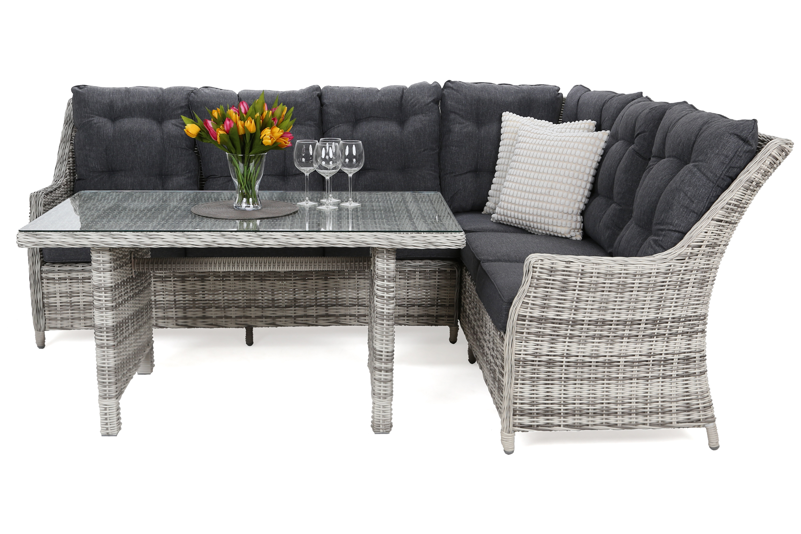 Narożnik technorattanowy prawy Alicante Light Grey / Grey Melange