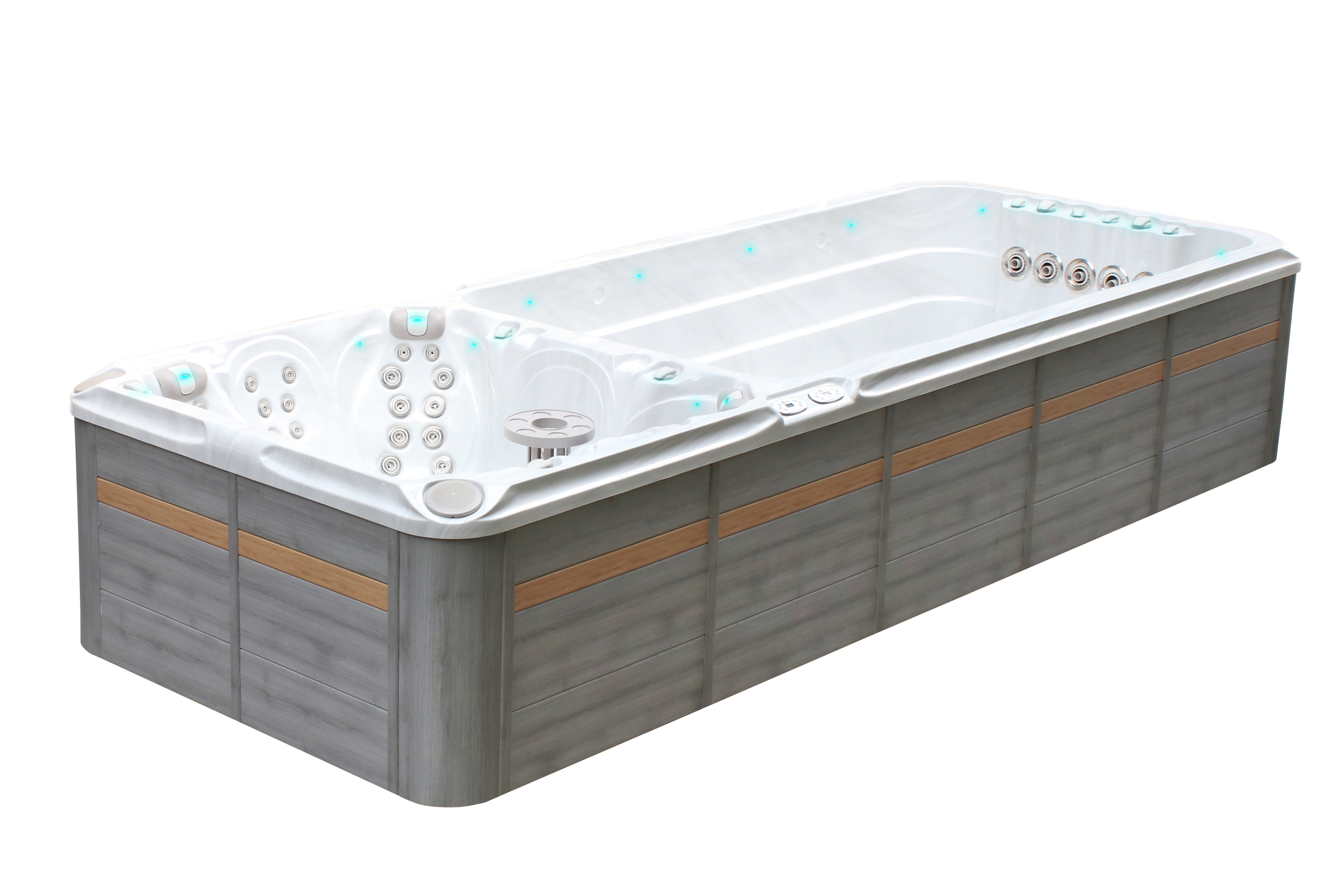 Basen ogrodowy z przeciwprądem i hydromasażem Aquess Dynamic 590 x 227 cm