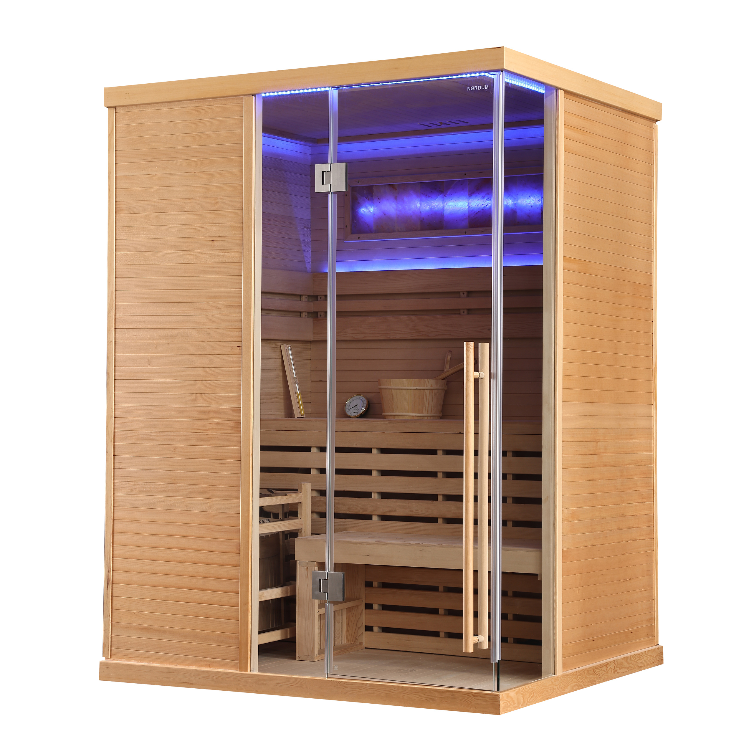Sauna fińska narożna Nordum Pure One 3-osobowa naturalna