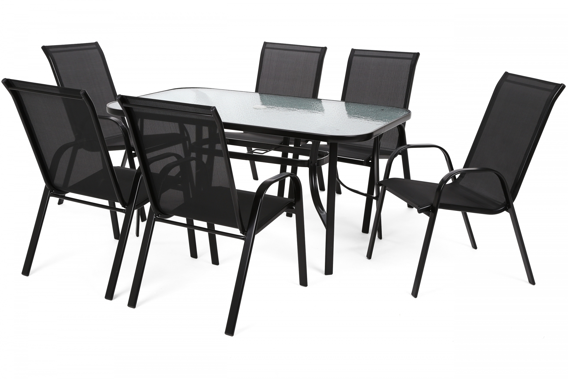 Meble ogrodowe metalowe Sevilla 145 cm Black / Black 6+1