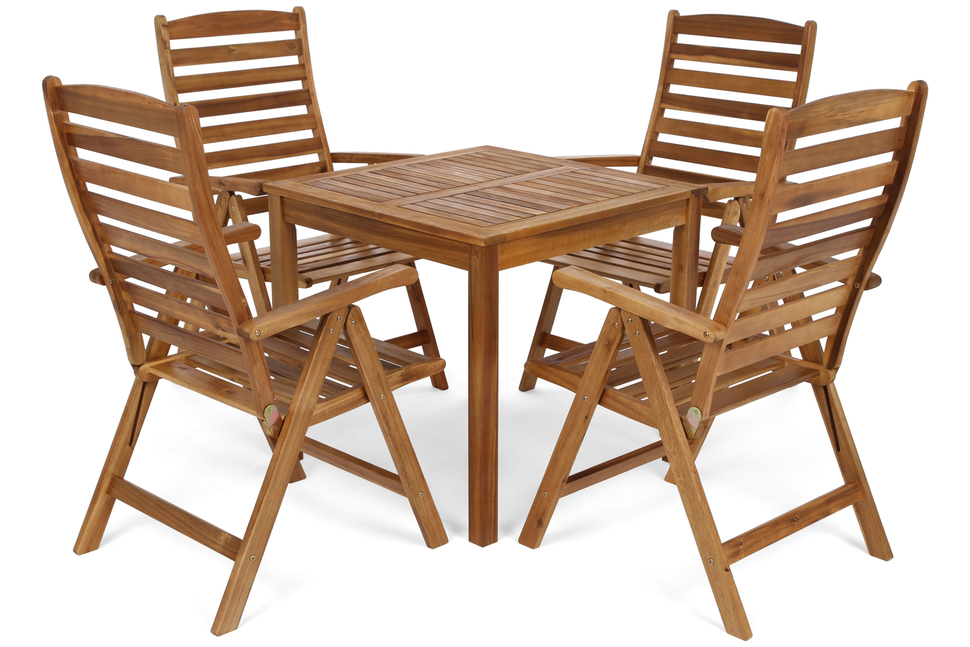 Meble ogrodowe drewniane Akacja Square 80 cm 4+1