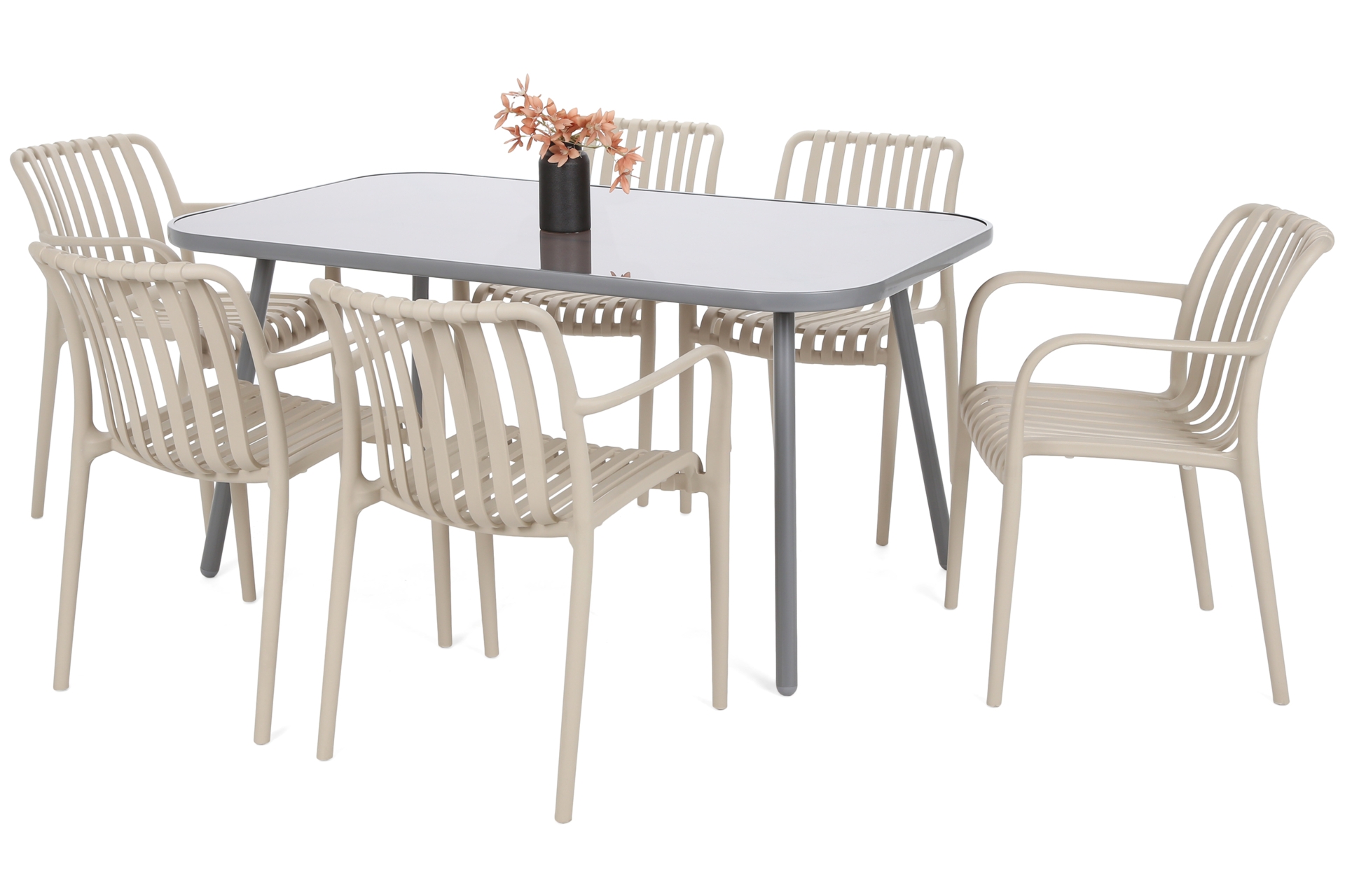 Meble ogrodowe Casablanca 150 cm Silver / Taupe + Lomi Beige 6+1