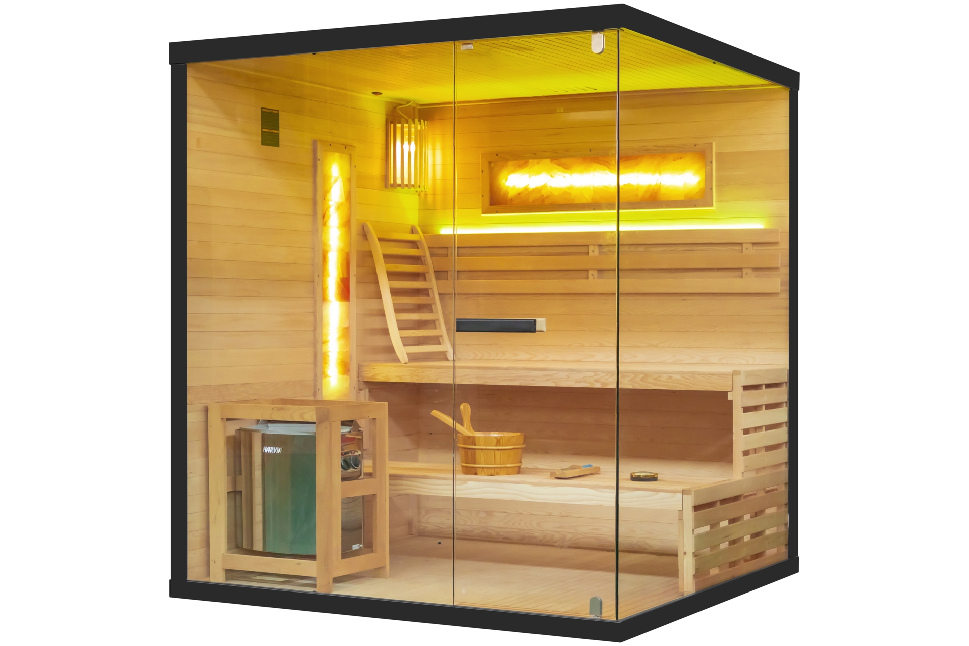Sauna fińska narożna Nordum Pure 4-osobowa czarna II. gatunek