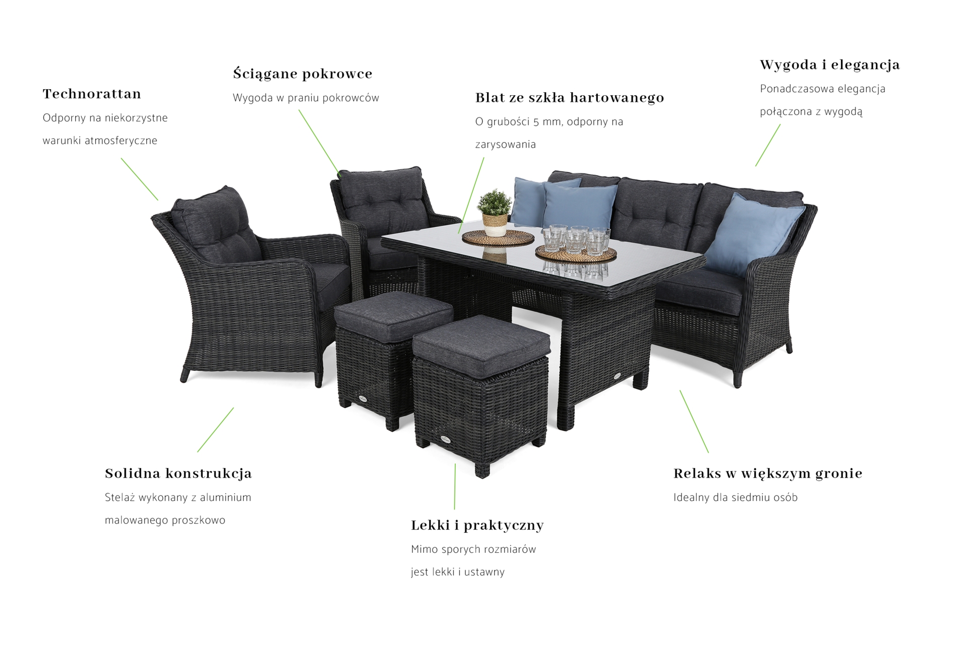 Meble ogrodowe technorattanowe California Grey / Grey Melange