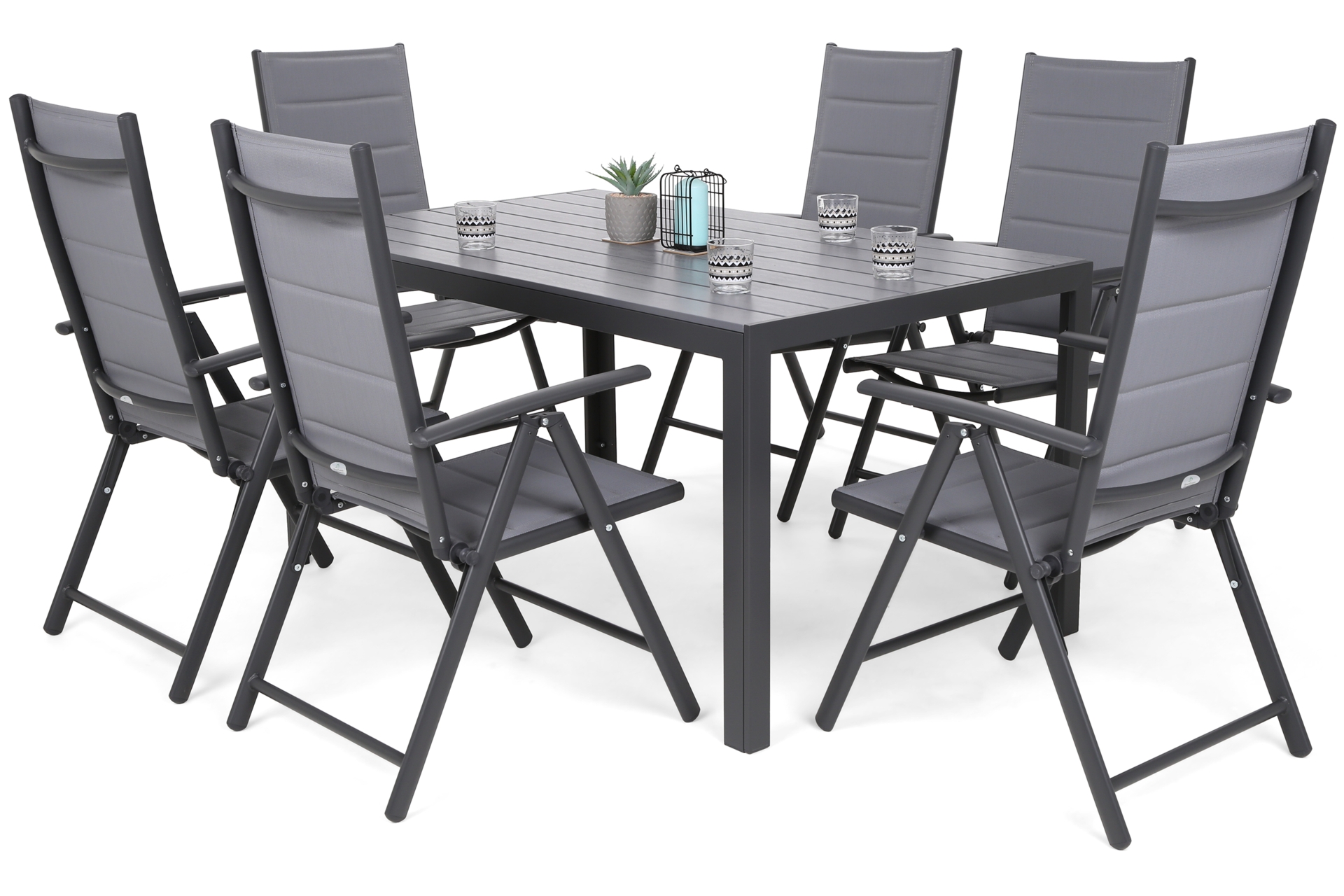 Meble ogrodowe aluminiowe Ibiza 150 cm Grey / Window Grey 6+1