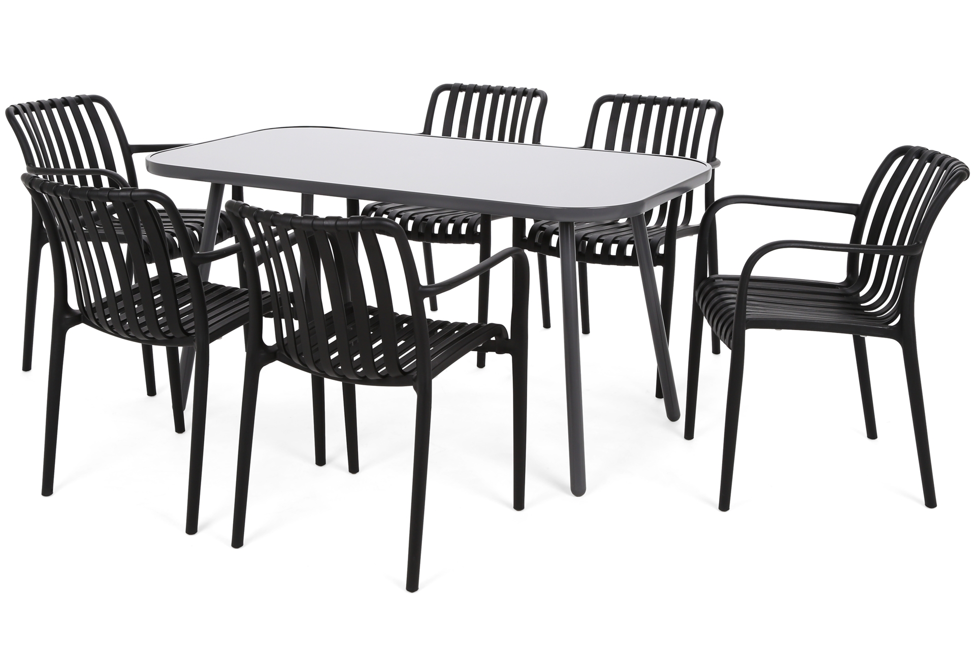 Meble ogrodowe Casablanca 145 cm Grey / Black + Lomi Black 6+1