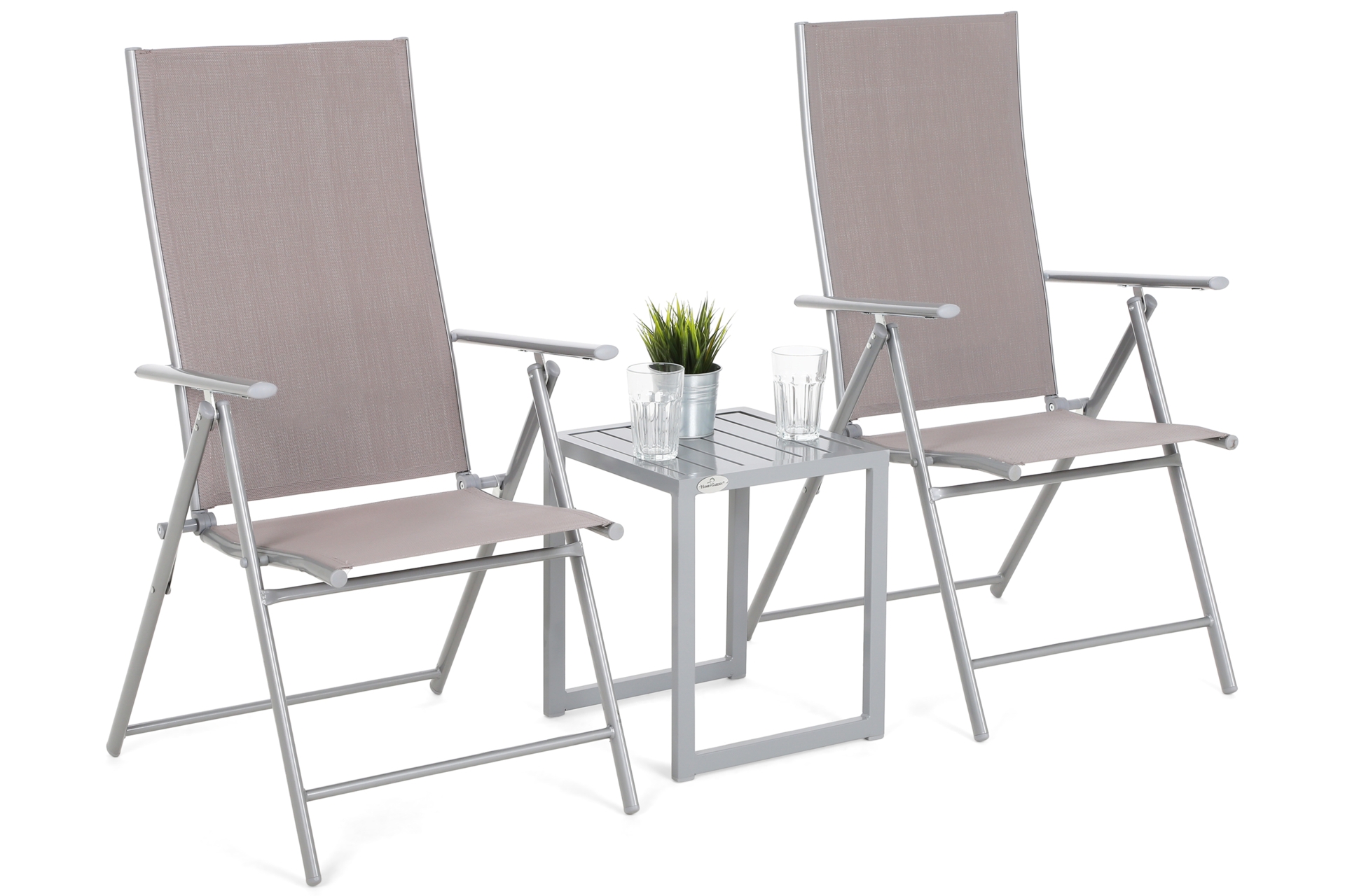 Zestaw krzeseł ogrodowych Casablanca Silver / Taupe ze stolikiem Cuba Silver