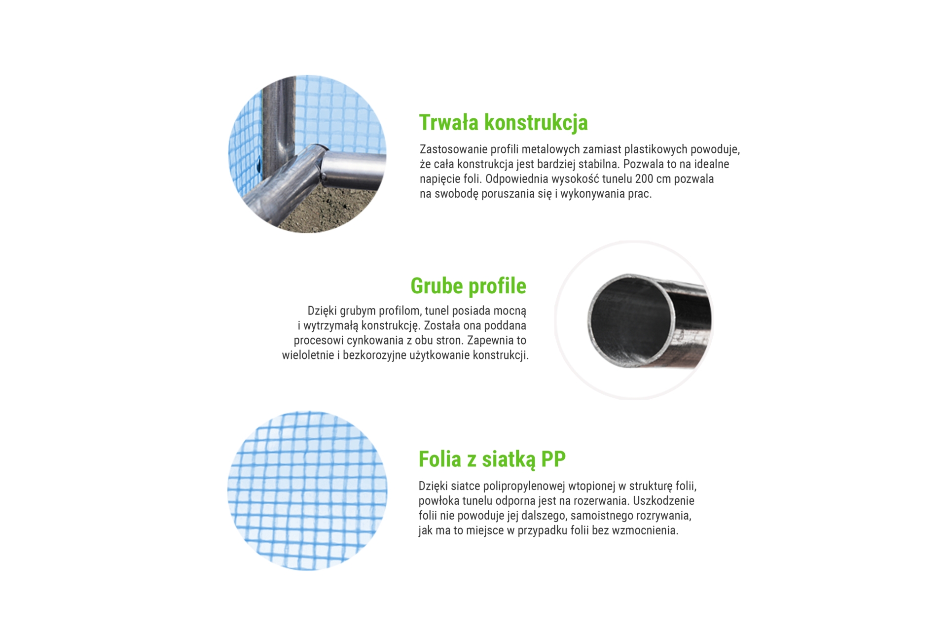 Tunel foliowy 200 x 350 cm (7 m²) stelaż + folia niebieska