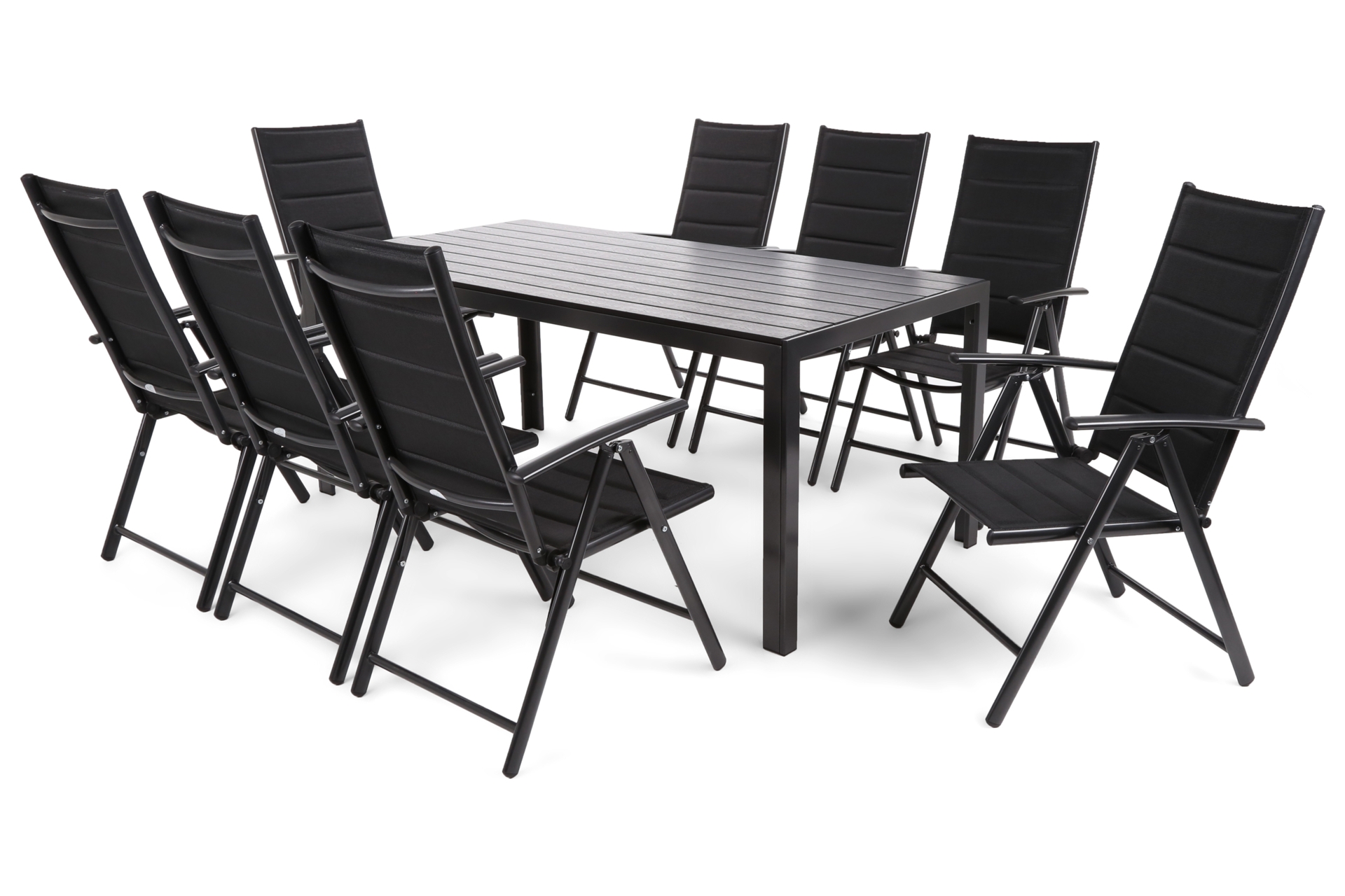 Meble ogrodowe aluminiowe Ibiza 180 cm Black / Black 8+1