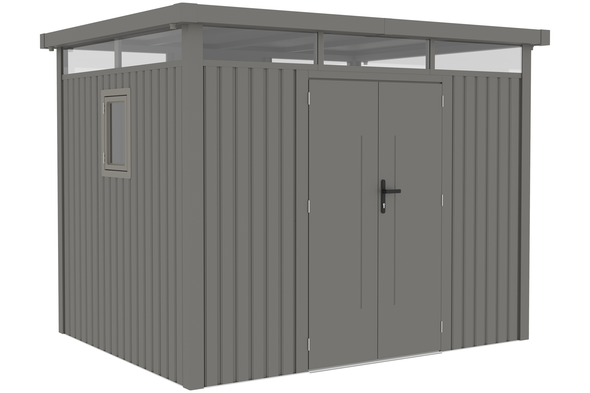 Domek narzędziowy Kopenhaga 569 x 230 cm Silver Grey z wiatą