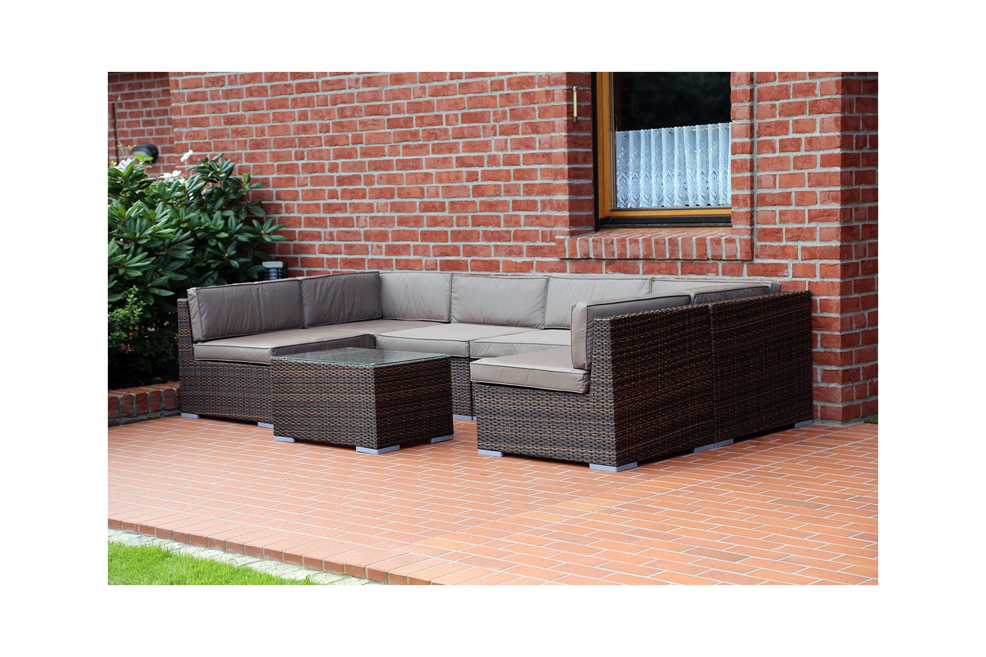 Narożnik modułowy z technorattanu Kansas Maxi Brown Mat / Brown Melange