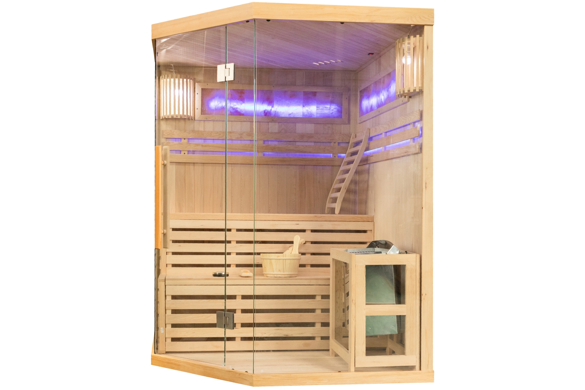 Sauna fińska narożna Nordum Solea 3-osobowa naturalna