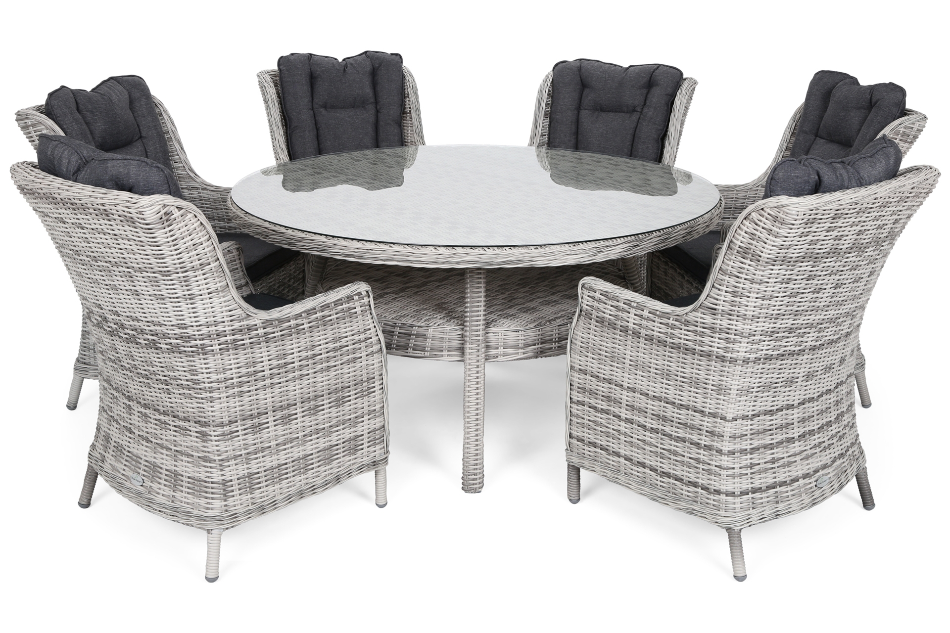Meble ogrodowe technorattanowe Bristol Round Elegant 150 cm Light Grey / Grey Melange 6+1