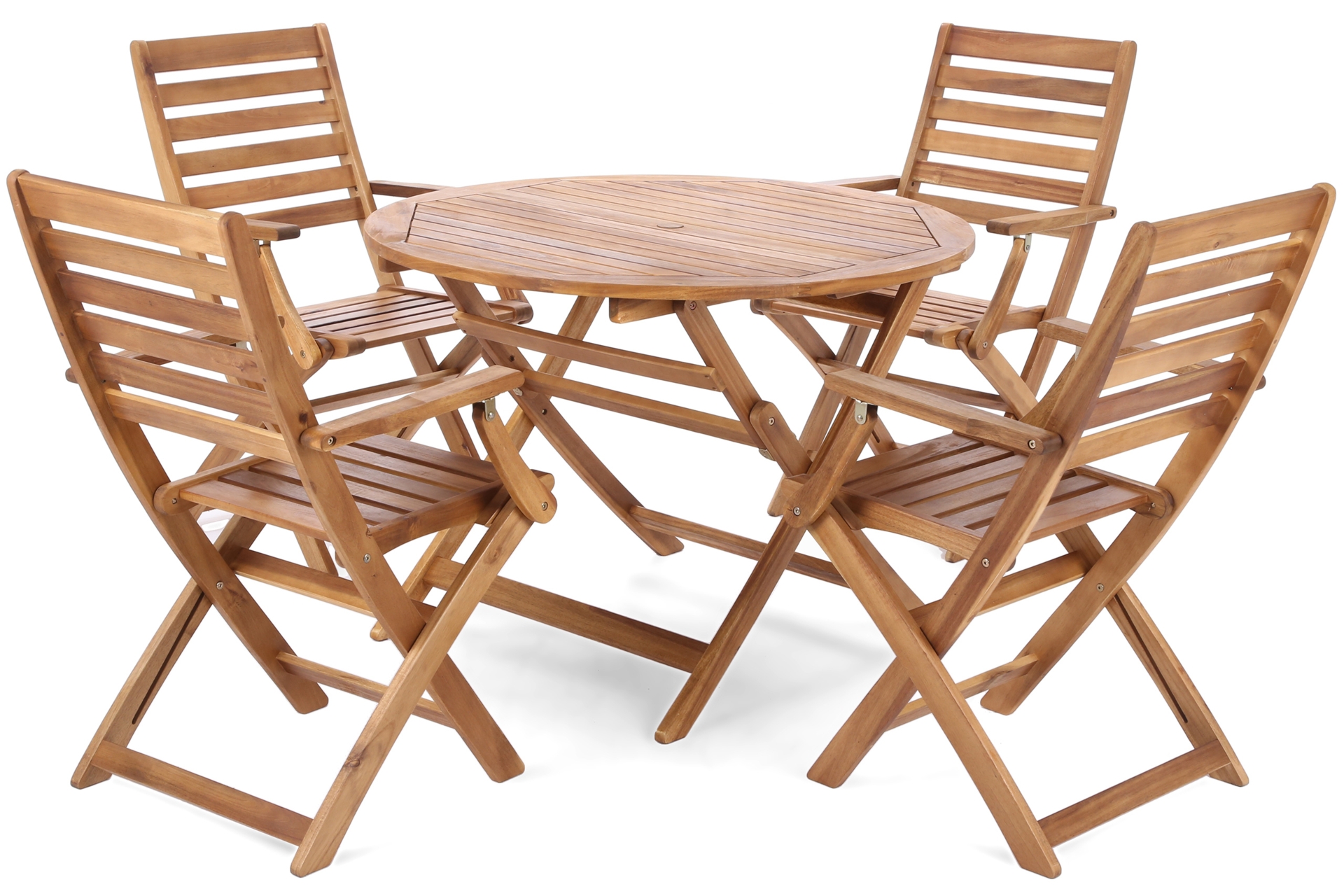 Meble ogrodowe drewniane Akacja Round Cross 4+1