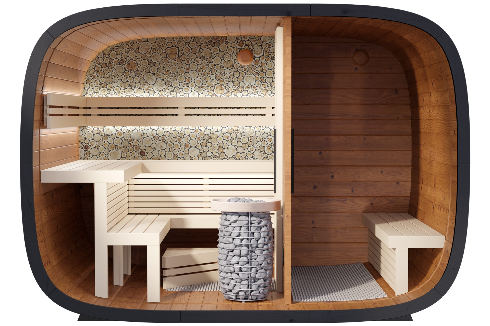 Sauna fińska zewnętrzna Leil® Saunas Round Cube Double 2.6 6-osobowa