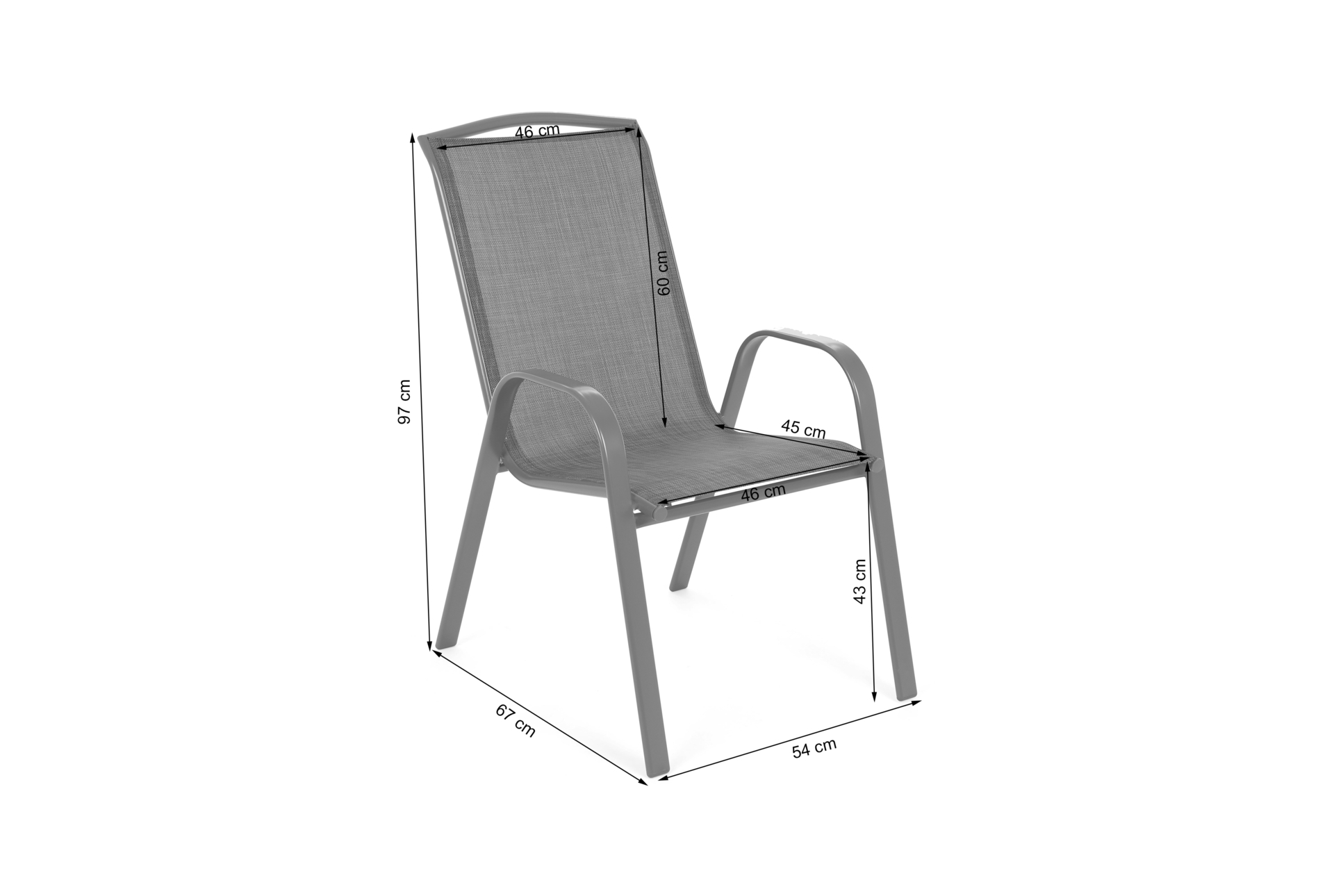 Krzesło ogrodowe metalowe Atlanta Grey / Black Diamond