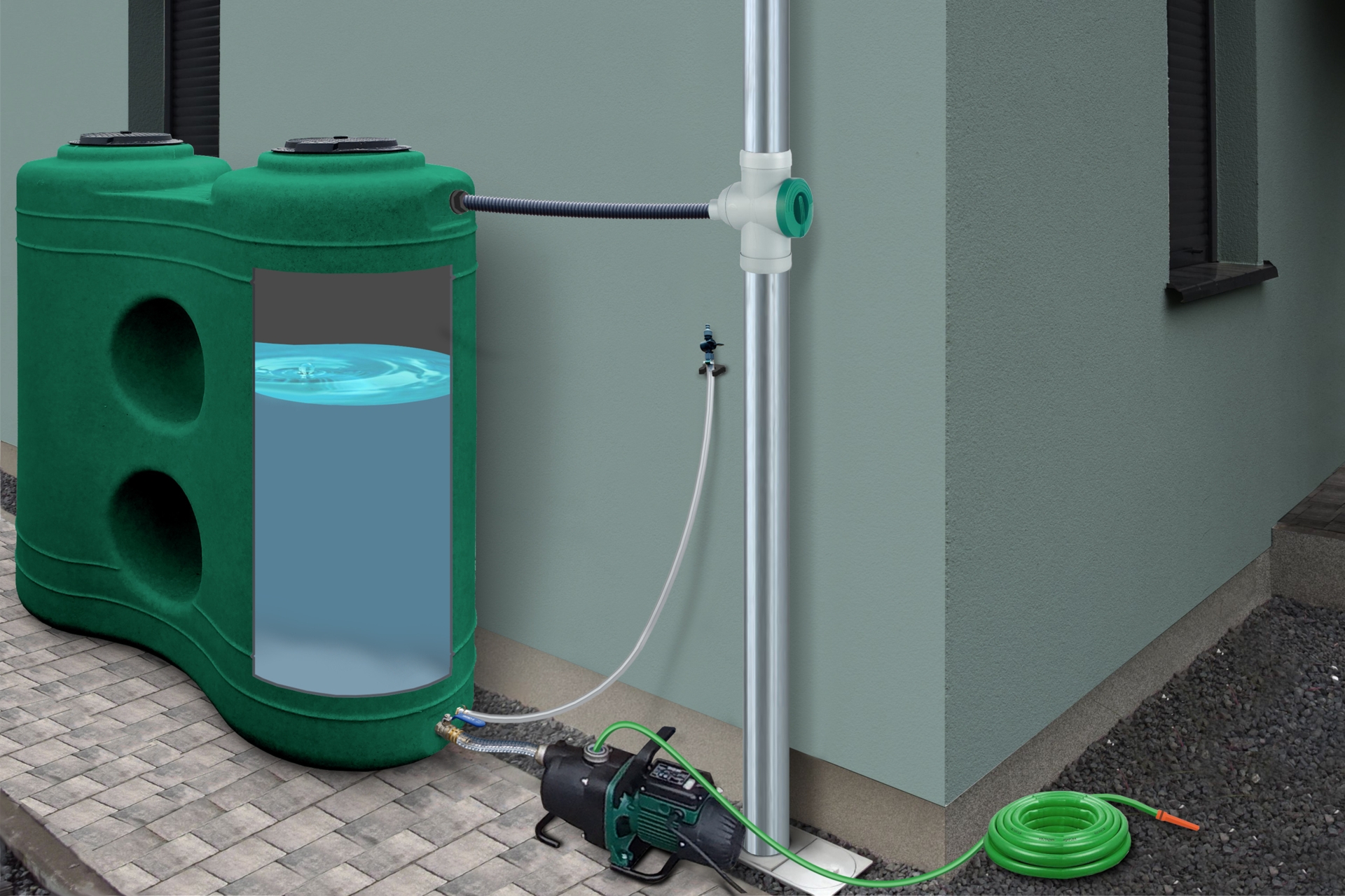 Zbiornik na deszczówkę MPI Rimini 1000 l zielony